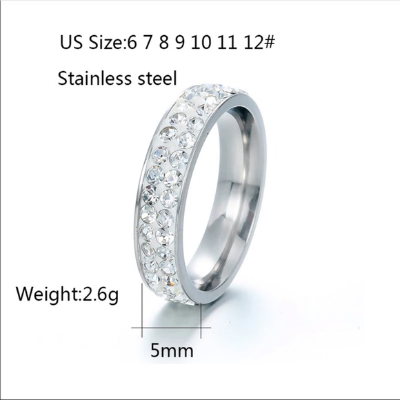 New ELSEMODE Two Row Crystal Shine Band Ring - Picture 2 of 5